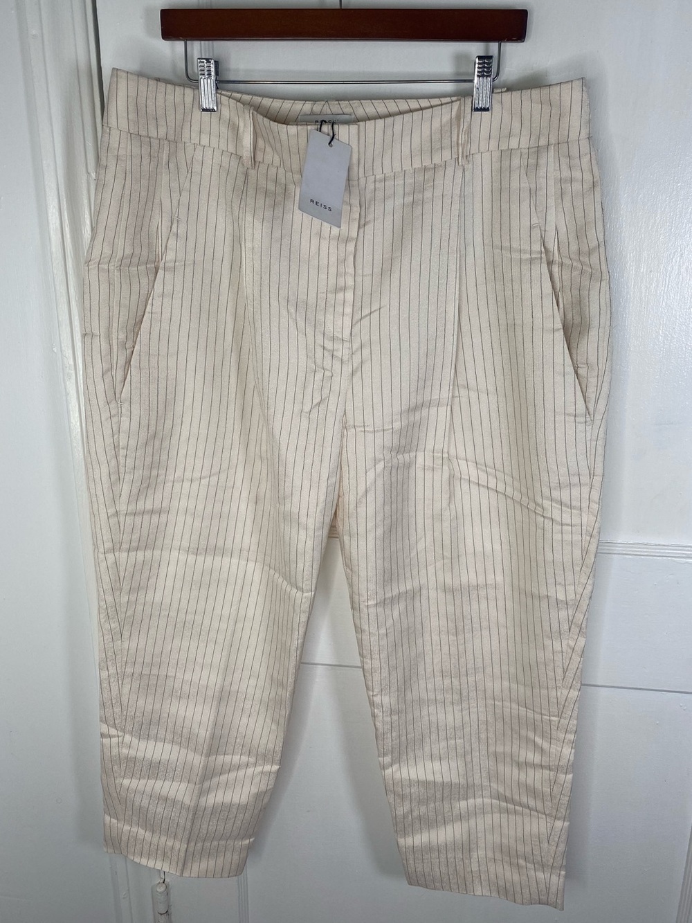 Reiss NWT Shelby White Striped Tailored Trousers